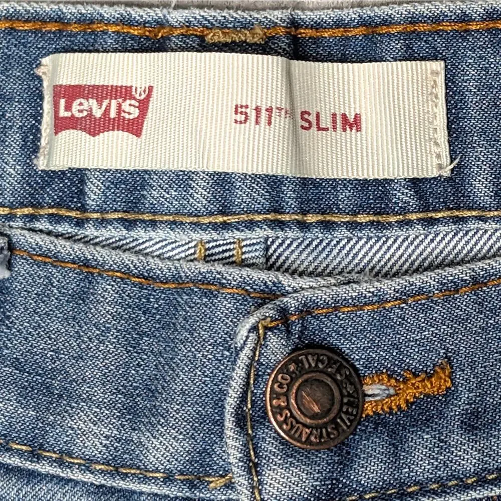 Levi's 511 Slim Jeans Boys 16 Regular Light Wash Stretch Denim Distressed
